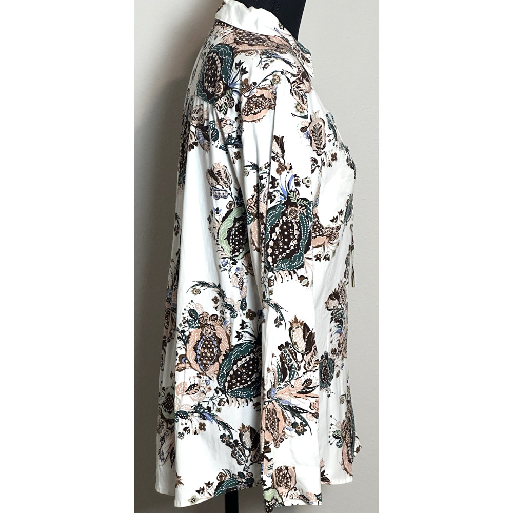 Chico Women's Long Sleeve Blouse Size (0) Paisley Collard Blouse - Picture 15 of 16